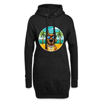 Chien de chasse serbe race dessin animé lunettes de soleil plage - Sweat-shirt à capuche long Femme - noir - Devant