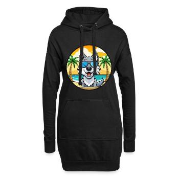 Saarloos Wolfdog Rasse Cartoon Sonnenbrille Strand - Hoodie-Kleid - Schwarz - Vorne