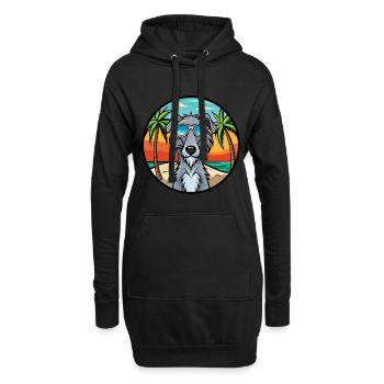 Lunettes de soleil écossaises Deerhound Dog Breed Cartoon - Sweat-shirt à capuche long Femme - noir - Devant
