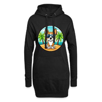 Toy Fox Terrier Chien Race Dessin Animé Lunettes De Soleil Plage - Sweat-shirt à capuche long Femme - noir - Devant