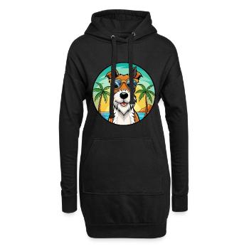 Fil Fox Terrier Chien Race Dessin Animé Lunettes De Soleil Plage - Sweat-shirt à capuche long Femme - noir - Devant