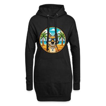 Ariegeois Chien Race Dessin Animé Lunettes de Soleil Plage - Sweat-shirt à capuche long Femme - noir - Devant