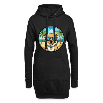 Aidi Chien Race Dessin Animé Lunettes De Soleil Plage - Sweat-shirt à capuche long Femme - noir - Devant