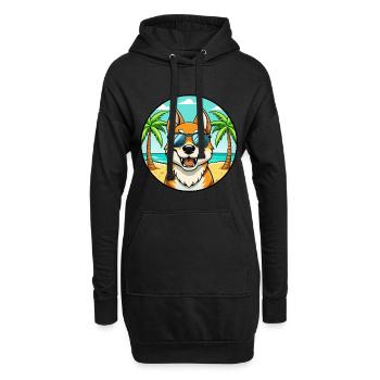 Canaan Chien Race Dessin Animé Lunettes De Soleil Plage - Sweat-shirt à capuche long Femme - noir - Devant