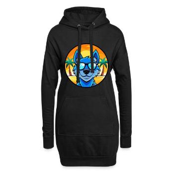 Lunettes de soleil de dessin animé de race de chien en dentelle bleue plage - Sweat-shirt à capuche long Femme - noir - Devant