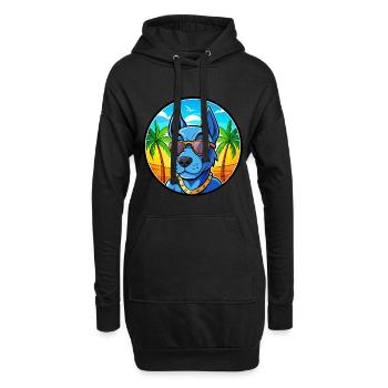 Blaue thailändische Ridgeback Hunderasse Cartoon Sonnenbrille - Hoodie-Kleid - Schwarz - Vorne