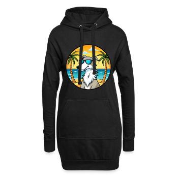 Barzoï Chien Race Dessin Animé Lunettes De Soleil Plage - Sweat-shirt à capuche long Femme - noir - Devant