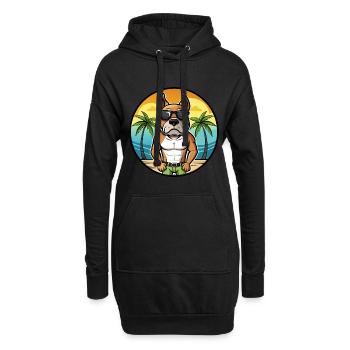 Bull Boxer Chien Race Dessin Animé Lunettes De Soleil Plage - Sweat-shirt à capuche long Femme - noir - Devant