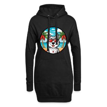 Lunettes de soleil de dessin animé de race de chien esquimau canadien plage - Sweat-shirt à capuche long Femme - noir - Devant