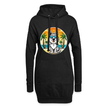 Lunettes de soleil de race de chien de berger des Carpates - Sweat-shirt à capuche long Femme - noir - Devant