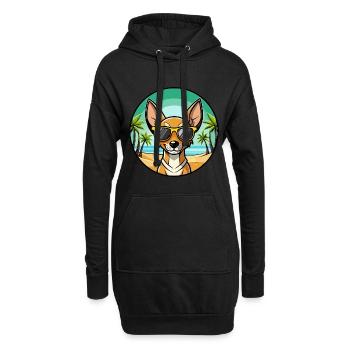 Cirneco Dell Etna Hunderasse Cartoon Sonnenbrille Strand - Hoodie-Kleid - Schwarz - Vorne