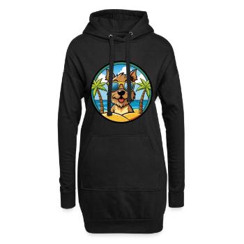Border Terrier Chien Race Dessin Animé Lunettes de Soleil Plage - Sweat-shirt à capuche long Femme - noir - Devant