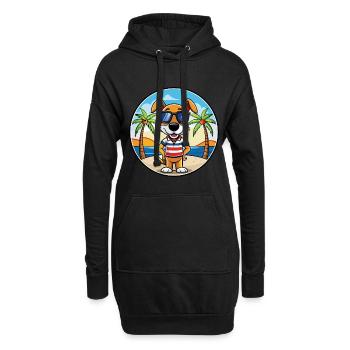 Französische Tricolor Hound Rasse Cartoon Sonnenbrille - Hoodie-Kleid - Schwarz - Vorne