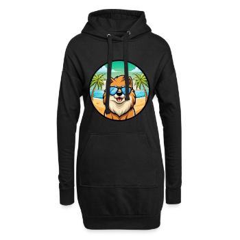 Eurasier Hund Rasse Cartoon Sonnenbrille Strand - Hoodie-Kleid - Schwarz - Vorne
