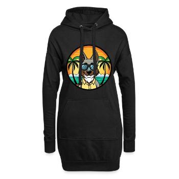 Georgischer Schäferhund Hunderasse Cartoon Sonnenbrille Strand - Hoodie-Kleid - Schwarz - Vorne