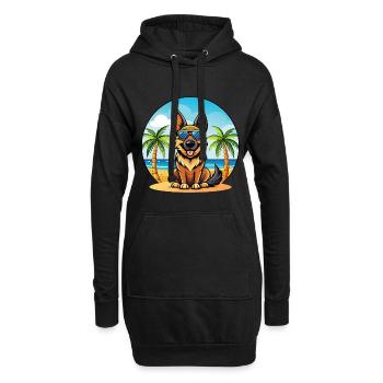 Deutsche Schafpudel Hunderasse Cartoon Sonnenbrille - Hoodie-Kleid - Schwarz - Vorne