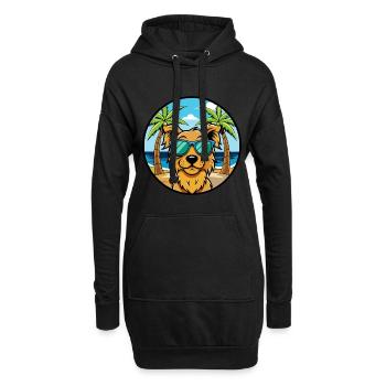 Hovawart Chien Race Dessin Animé Lunettes de Soleil Plage - Sweat-shirt à capuche long Femme - noir - Devant