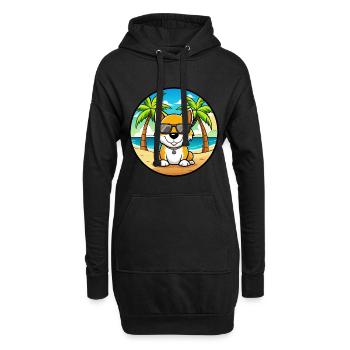 Lunettes de soleil de dessin animé de race de chien Kintamani Beach - Sweat-shirt à capuche long Femme - noir - Devant