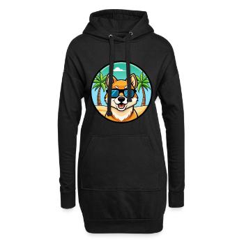Jindo Hunderasse Cartoon Sonnenbrille Strand - Hoodie-Kleid - Schwarz - Vorne