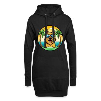 Roi Berger Chien Race Dessin Animé Lunettes De Soleil Plage - Sweat-shirt à capuche long Femme - noir - Devant