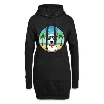 Miniatur Bullterrier Hunderasse Cartoon Beach - Hoodie-Kleid - Schwarz - Vorne