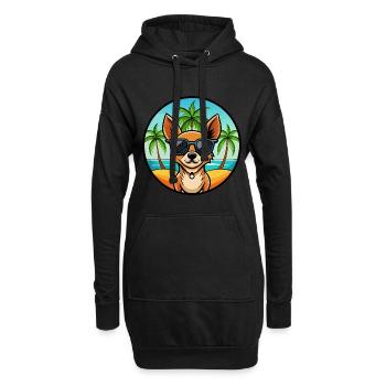 Miniatur Pinscher Hund Rasse Cartoon Sonnenbrille - Hoodie-Kleid - Schwarz - Vorne