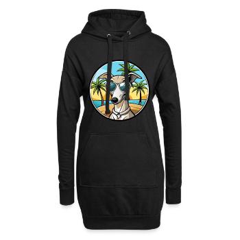 Lévrier italien race chien dessin animé lunettes de soleil plage - Sweat-shirt à capuche long Femme - noir - Devant