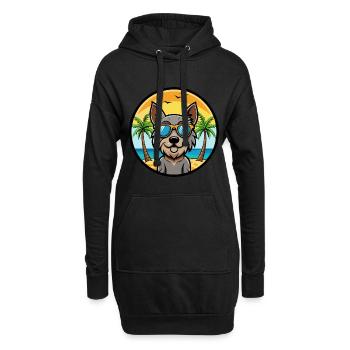 Mittelschnauze Hunderasse Cartoon Sonnenbrille Strand - Hoodie-Kleid - Schwarz - Vorne