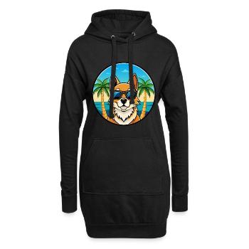 Nordic Spitz Hunderasse Cartoon Sonnenbrille Strand - Hoodie-Kleid - Schwarz - Vorne