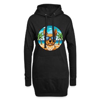 Lancashire Heeler Hunderasse Cartoon Sonnenbrille Strand - Hoodie-Kleid - Schwarz - Vorne