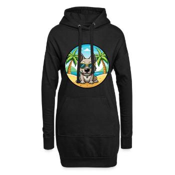 Porcelaine Hunderasse Cartoon Sonnenbrille Strand - Hoodie-Kleid - Schwarz - Vorne