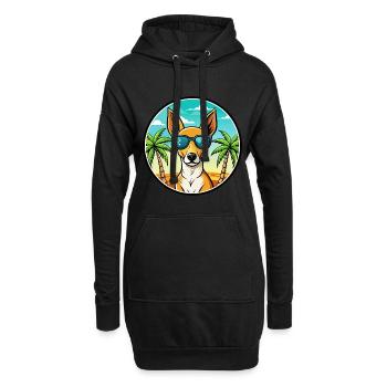 Podenco Canario Chien Race Dessin Animé Lunettes de Soleil Plage - Sweat-shirt à capuche long Femme - noir - Devant