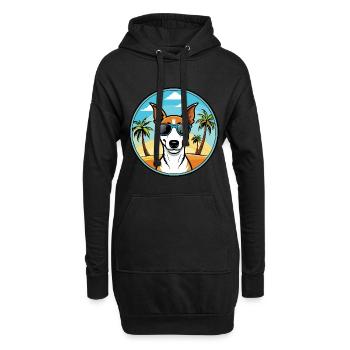 Smooth Fox Terrier Hunderasse Cartoon Sonnenbrille - Hoodie-Kleid - Schwarz - Vorne