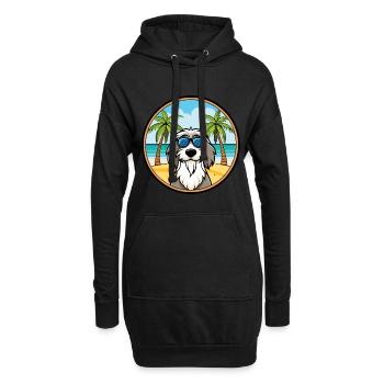 Chien de berger portugais race dessin animé lunettes de soleil plage - Sweat-shirt à capuche long Femme - noir - Devant