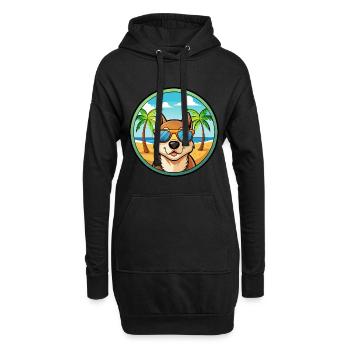Lunettes de soleil de dessin animé de race de chien de jouet russe plage - Sweat-shirt à capuche long Femme - noir - Devant