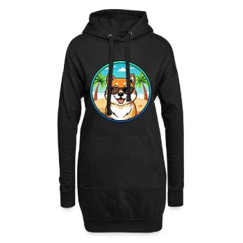 Shih Poo Hunderasse Cartoon Sonnenbrille Strand - Hoodie-Kleid - Schwarz - Vorne
