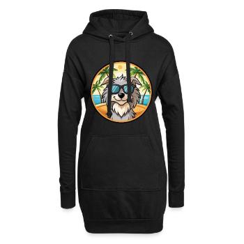 Chien de berger des Pyrénées Race Dessin animé Lunettes de soleil Plage - Sweat-shirt à capuche long Femme - noir - Devant