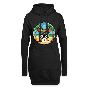 Serbischer dreifarbiger Laufhund Rasse Cartoon Strand - Hoodie-Kleid - Schwarz - Vorne