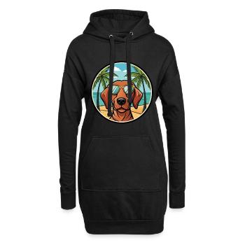 Vizsla à poil dur race de chien dessin animé lunettes de soleil plage - Sweat-shirt à capuche long Femme - noir - Devant