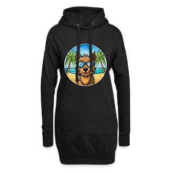 Welsh Terrier Chien Race Dessin Animé Lunettes De Soleil Plage - Sweat-shirt à capuche long Femme - noir - Devant