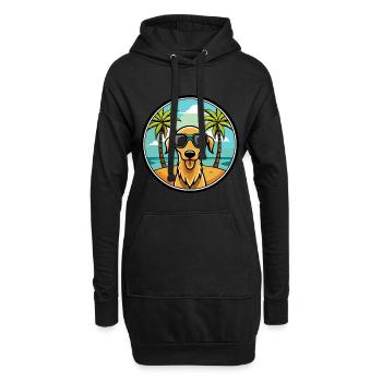 Sloughi Hunderasse Cartoon Sonnenbrille Strand - Hoodie-Kleid - Schwarz - Vorne
