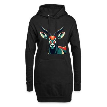 Antilope Zeichentrickfigur Buntes Haustier Tier - Hoodie-Kleid - Schwarz - Vorne