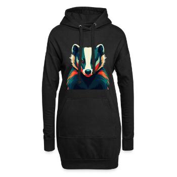 Dachs Zeichentrickfigur Buntes Haustier Tier - Hoodie-Kleid - Schwarz - Vorne