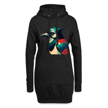 Geai bleu personnage de dessin animé animal de compagnie coloré - Sweat-shirt à capuche long Femme - noir - Devant
