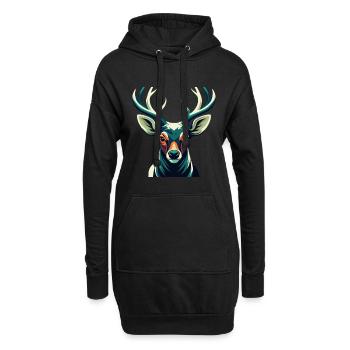 Hirsch Cartoon Figur Buntes Haustier Tier - Hoodie-Kleid - Schwarz - Vorne