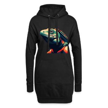 Iguane Dessin animé Personnage Animal de compagnie coloré - Sweat-shirt à capuche long Femme - noir - Devant