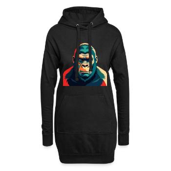 Gorille dessin animé personnage animal de compagnie coloré - Sweat-shirt à capuche long Femme - noir - Devant