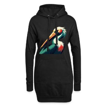 Pélican Dessin animé Personnage Animal de compagnie coloré - Sweat-shirt à capuche long Femme - noir - Devant