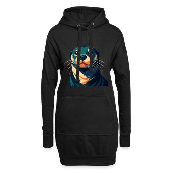 loutre dessin animé personnage animal de compagnie coloré - Sweat-shirt à capuche long Femme - noir - Devant