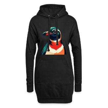 Pingouin Dessin animé Personnage Animal de compagnie coloré - Sweat-shirt à capuche long Femme - noir - Devant